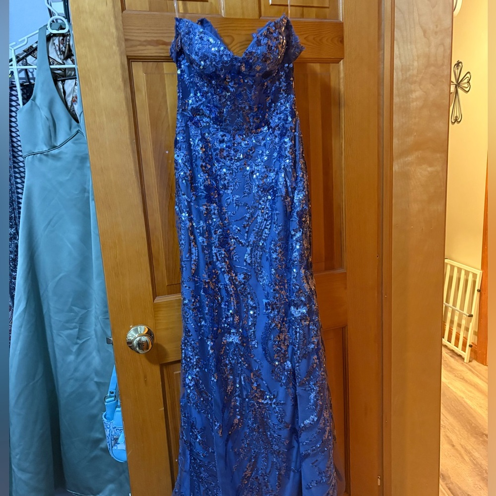 Purple Sequined Prom Dress